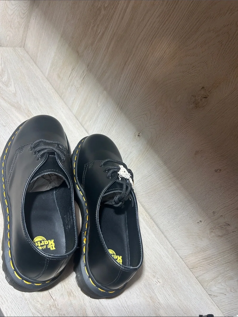 🖤 Dr. Martens Kids Black Leather 3-Eye Shoes | Yellow Stitching ✨